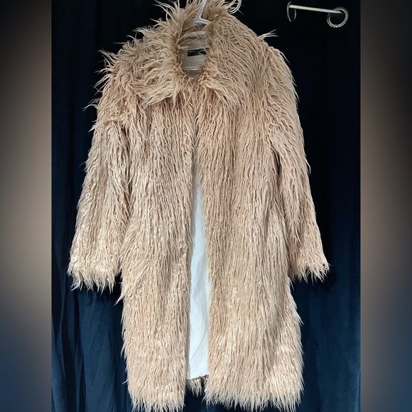 maison mascallier Jackets & Blazers - Pink Faux Shag Coat in Beige